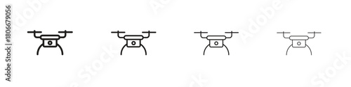 Drone icons. Simple solid style. thin stroke line icons