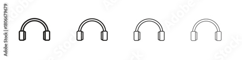 Ear muffs icons. Simple solid style. thin stroke line icons