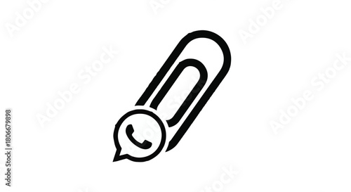 Paperclip with chat bubble and phone icon symbolizing communication attachment