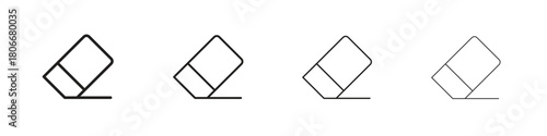 Eraser icons. Simple solid style. thin stroke line icons