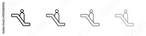 Escalator icons. Simple solid style. thin stroke line icons