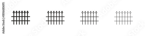 Fence icons. Simple solid style. thin stroke line icons