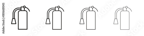 Fire extinguisher icons. Simple solid style. thin stroke line icons