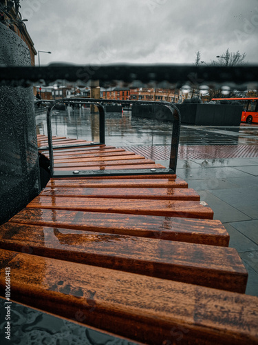 Moody Rainy Day View of Historic Architecture and River Weir in Derby City Centre, UK