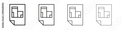 Floor plan icons. Simple solid style. thin stroke line icons