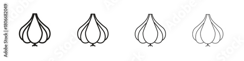 Garlic icons. Simple solid style. thin stroke line icons