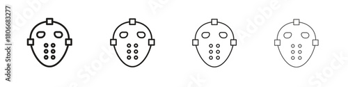 Hockey mask icons. Simple solid style. thin stroke line icons
