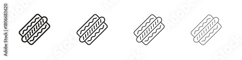 Hotdog icons. Simple solid style. thin stroke line icons