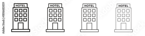 hotel icons. Simple solid style. thin stroke line icons