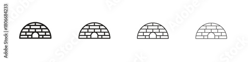 Igloo icons. Simple solid style. thin stroke line icons