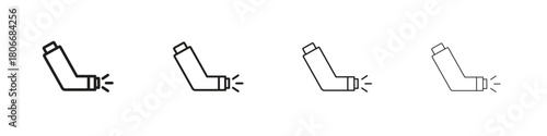 Inhaler icons. Simple solid style. thin stroke line icons