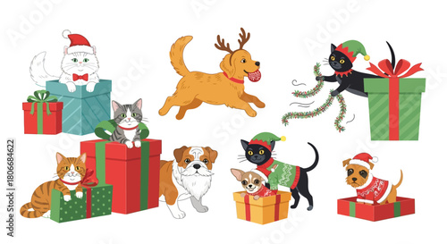 Festive Pets Ready for Christmas A Cartoon Collection