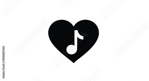 Heart symbol with a musical note, representing a love for music