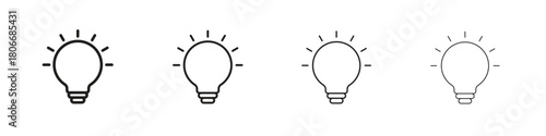 Light bulb icons. Simple solid style. thin stroke line icons