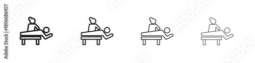 Massage icons. Simple solid style. thin stroke line icons