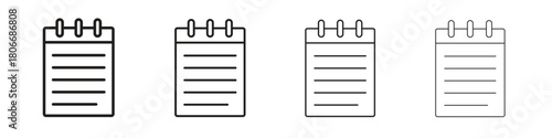 Memo Pad icons. Simple solid style. thin stroke line icons