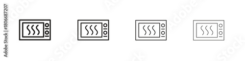 Microwave icons. Simple solid style. thin stroke line icons