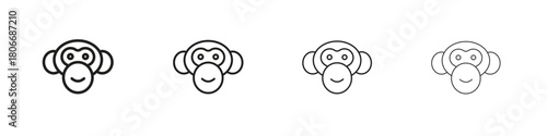 Monkey icons. Simple solid style. thin stroke line icons