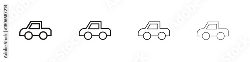Monster truck icons. Simple solid style. thin stroke line icons