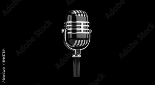 Microphone with a black and silver color. isolated illustration on  transparent background PNG