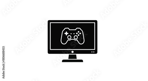 Modern monitor displaying a video game controller for immersive entertainment