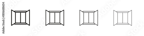 Open window icons. Simple solid style. thin stroke line icons