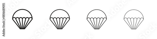 Parachute icons. Simple solid style. thin stroke line icons