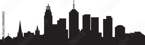 Silhouette illustration of the indianapolis indiana skyline featuring downtown skyscrapers and urban architecture on transparent background
