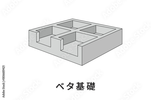 斜めから見たベタ基礎のベクター