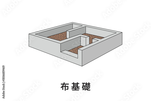 斜めから見た布基礎のベクター