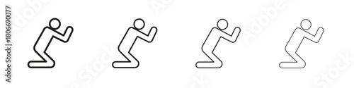 Person Praying icons. Simple solid style. thin stroke line icons