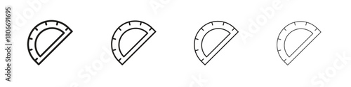 Protractor icons. Simple solid style. thin stroke line icons