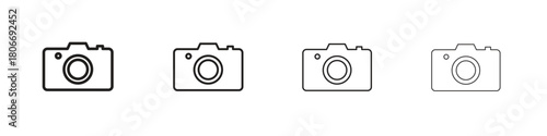 Retro camera icons. Simple solid style. thin stroke line icons