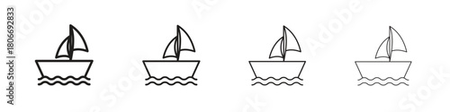 Sailboat icons. Simple solid style. thin stroke line icons
