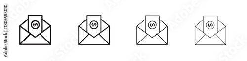 Salary icons. Simple solid style. thin stroke line icons