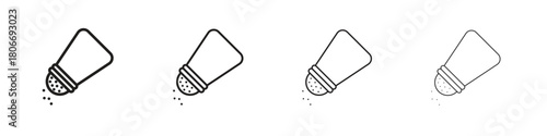 Salt shaker icons. Simple solid style. thin stroke line icons