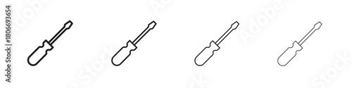 Screwdriver icons. Simple solid style. thin stroke line icons