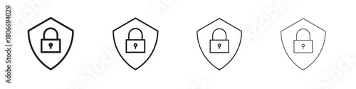 Security icons. Simple solid style. thin stroke line icons