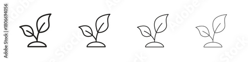Seedling icons. Simple solid style. thin stroke line icons