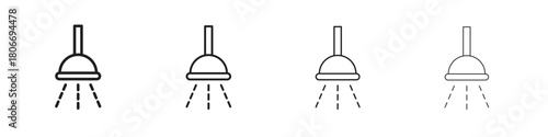 Shower down icons. Simple solid style. thin stroke line icons