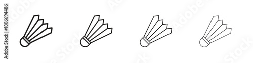 Shuttlecock icons. Simple solid style. thin stroke line icons