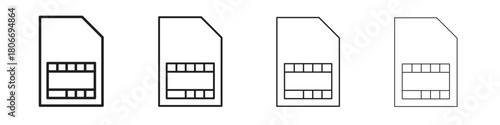 Sim card icons. Simple solid style. thin stroke line icons