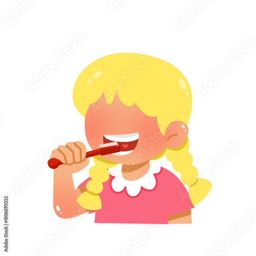 girl brushing her teeth