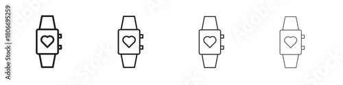 Smart watch icons. Simple solid style. thin stroke line icons