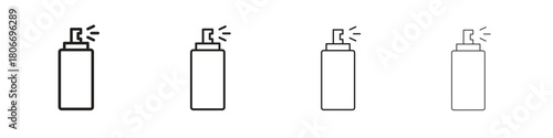 Spray can icons. Simple solid style. thin stroke line icons