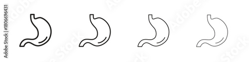 Stomach icons. Simple solid style. thin stroke line icons