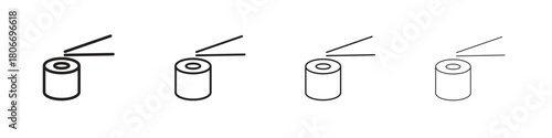 Sushi icons. Simple solid style. thin stroke line icons