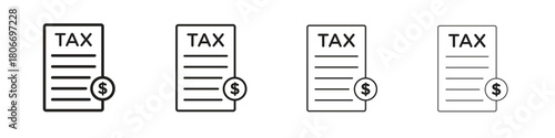 Tax icons. Simple solid style. thin stroke line icons