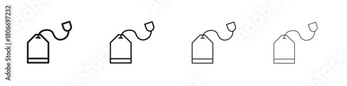 Tea bag icons. Simple solid style. thin stroke line icons
