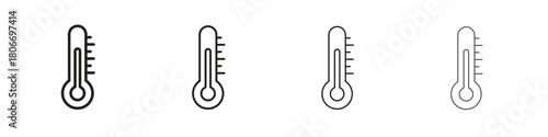 Temperature icons. Simple solid style. thin stroke line icons